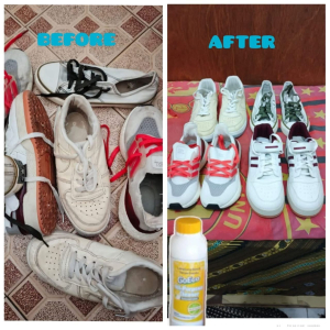 Sepatu bersih setelah menggunakan GoEco untuk mencucinya