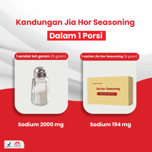 Perbandingan Beda Kandungan sodium Jia hor seasoning dengan kandungan pada garam